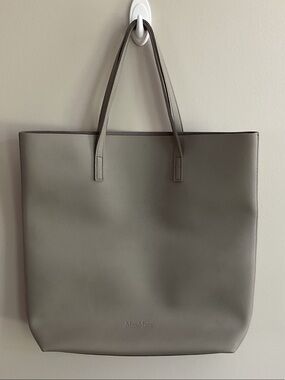 Max Mara Gray Saffiano Faux Leather Tote Bag Large Shopper Work Bag